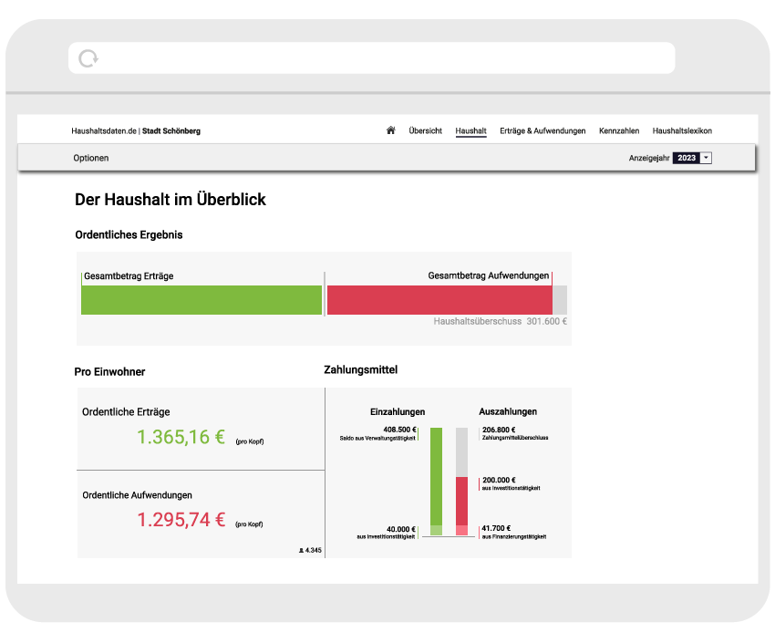 Screenshot Haushaltsplattform Übersicht